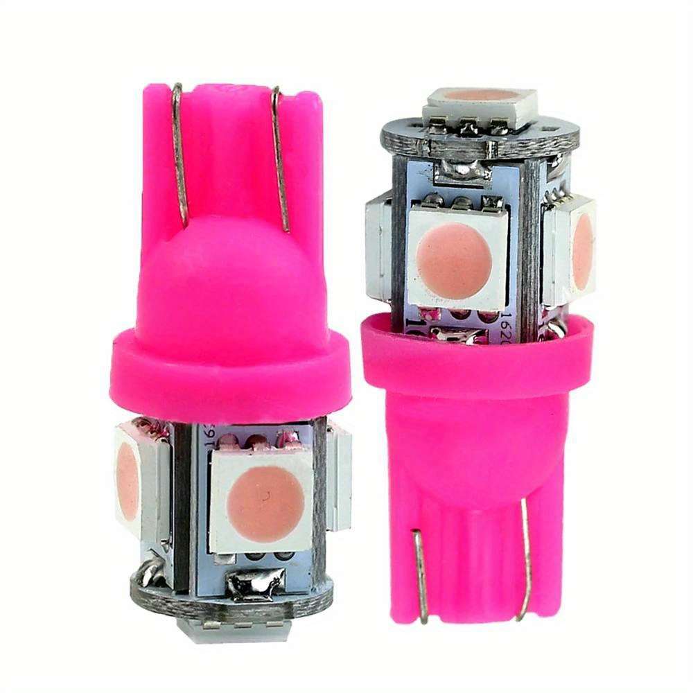 10pcs Pink Purple T10 LED Car Light Bulbs 5 LED SMD Dome Light Accessories for Mot