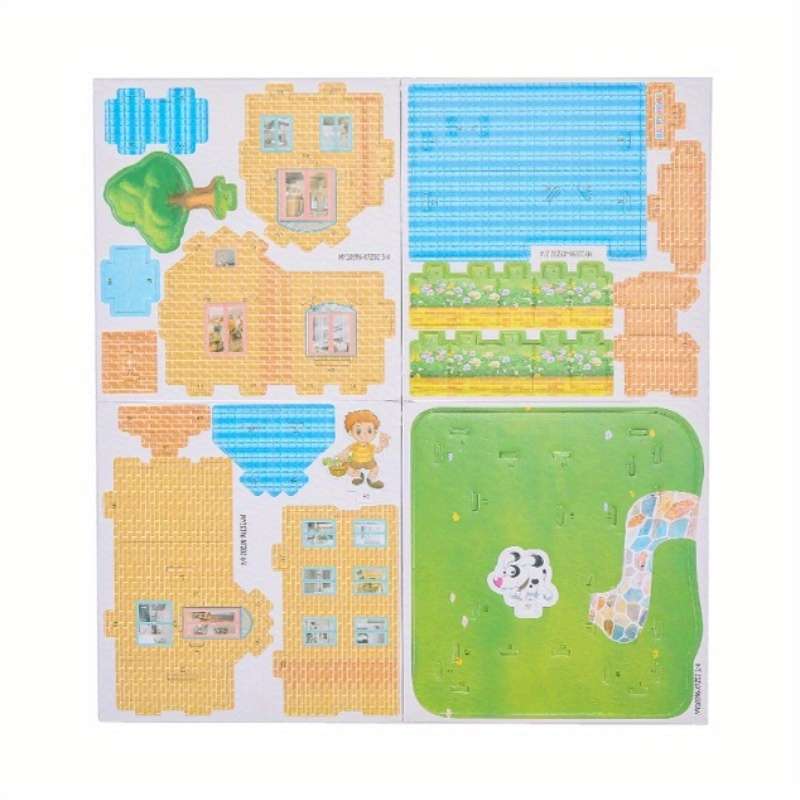 3D Building Model Puzzle Set Color Multicolour Quantity 4Pcs