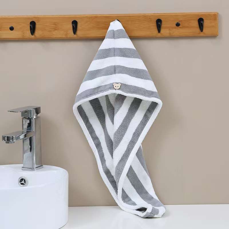 Hair Turban Striped Grayish Pink Quantity 2Pcs