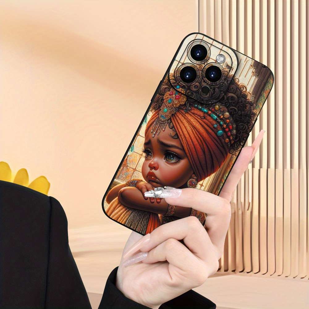 1Pc Black For iPhone 14 Plus African Girl Phone Case
