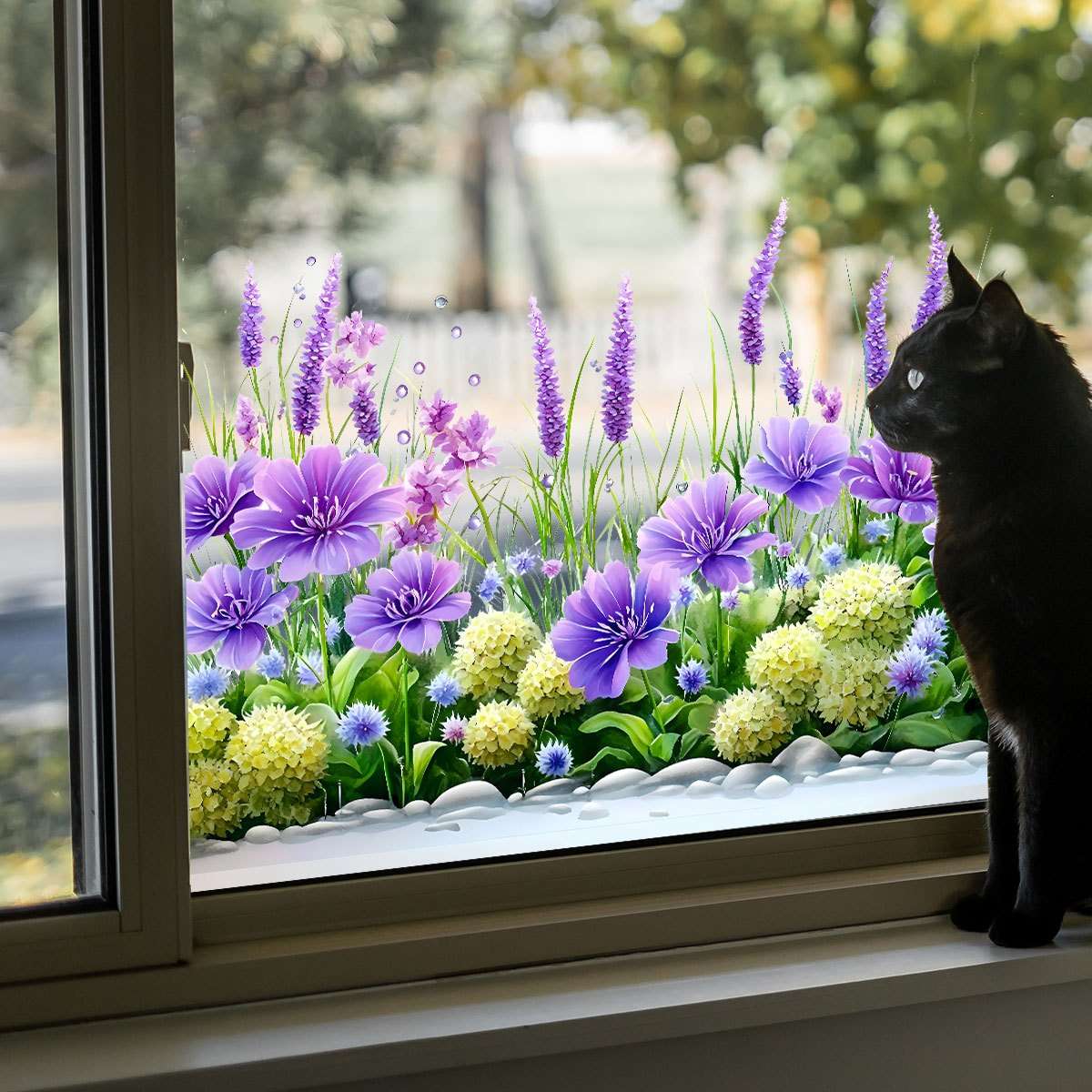 Window Stickers Style Purple Hydrangea Lavender Sticker