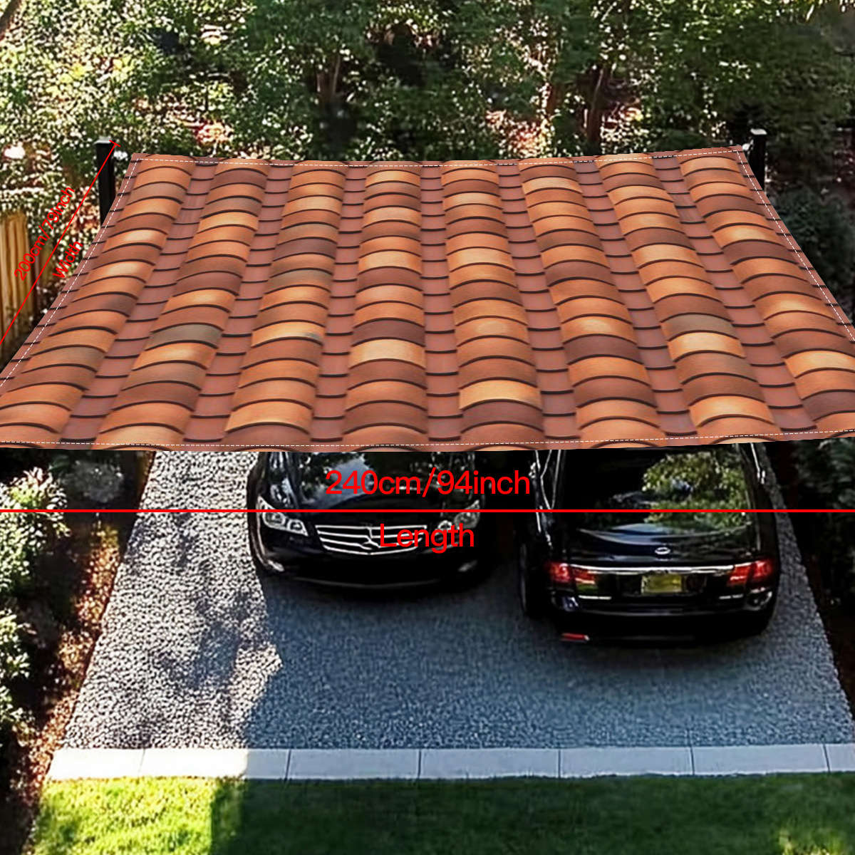 Roof Tile Pattern Polyester Sunshade 1.8x1.8m