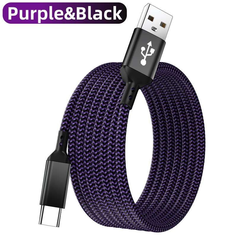 Charging Cable Color Purpleblack Size200Cm 6.6Ft 78Inch