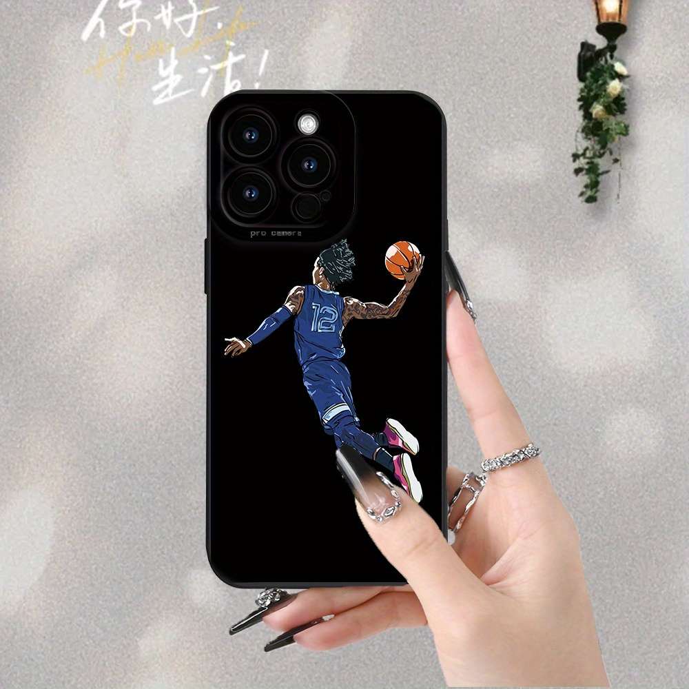 1Pc Black For iPhone 14 Plus Basketball Star Printed Phone Case
