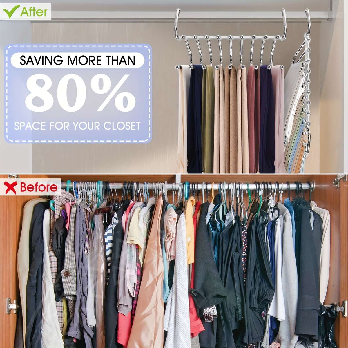 Clothes Rack Upgraded White9LayerAntislip Strip Design 6Pcs