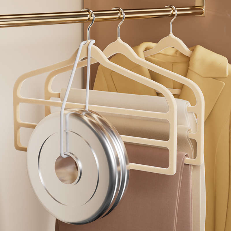 Clothes Rack Gray Multilayer Flocking Hanger Quantity 4 Pcs