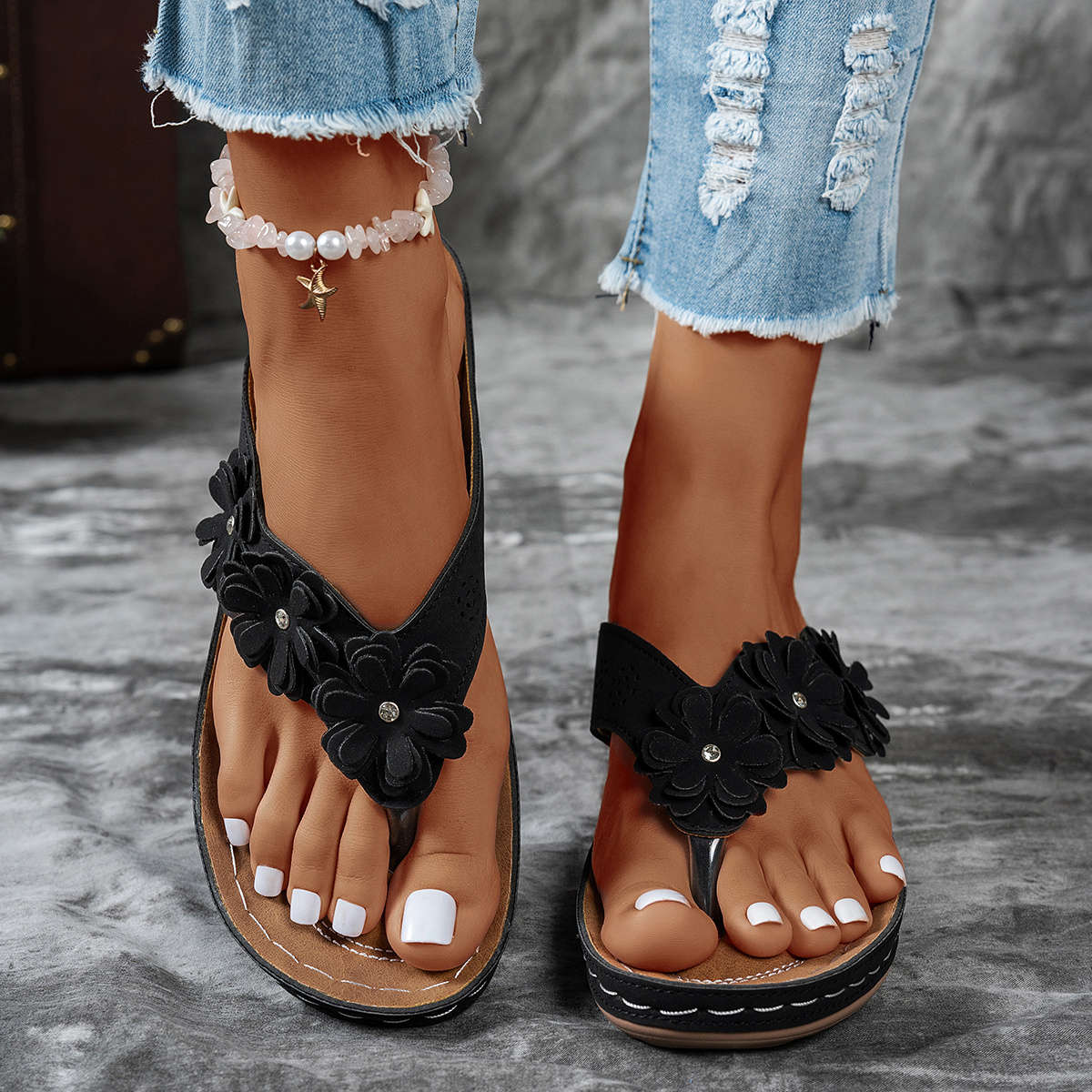 Ladies Summer Flip Flops Black Uk 4