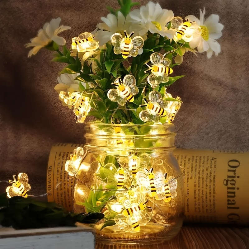 20Led Elegant Cute Bee Shaped String Lights Ideal For Outdoor Garden