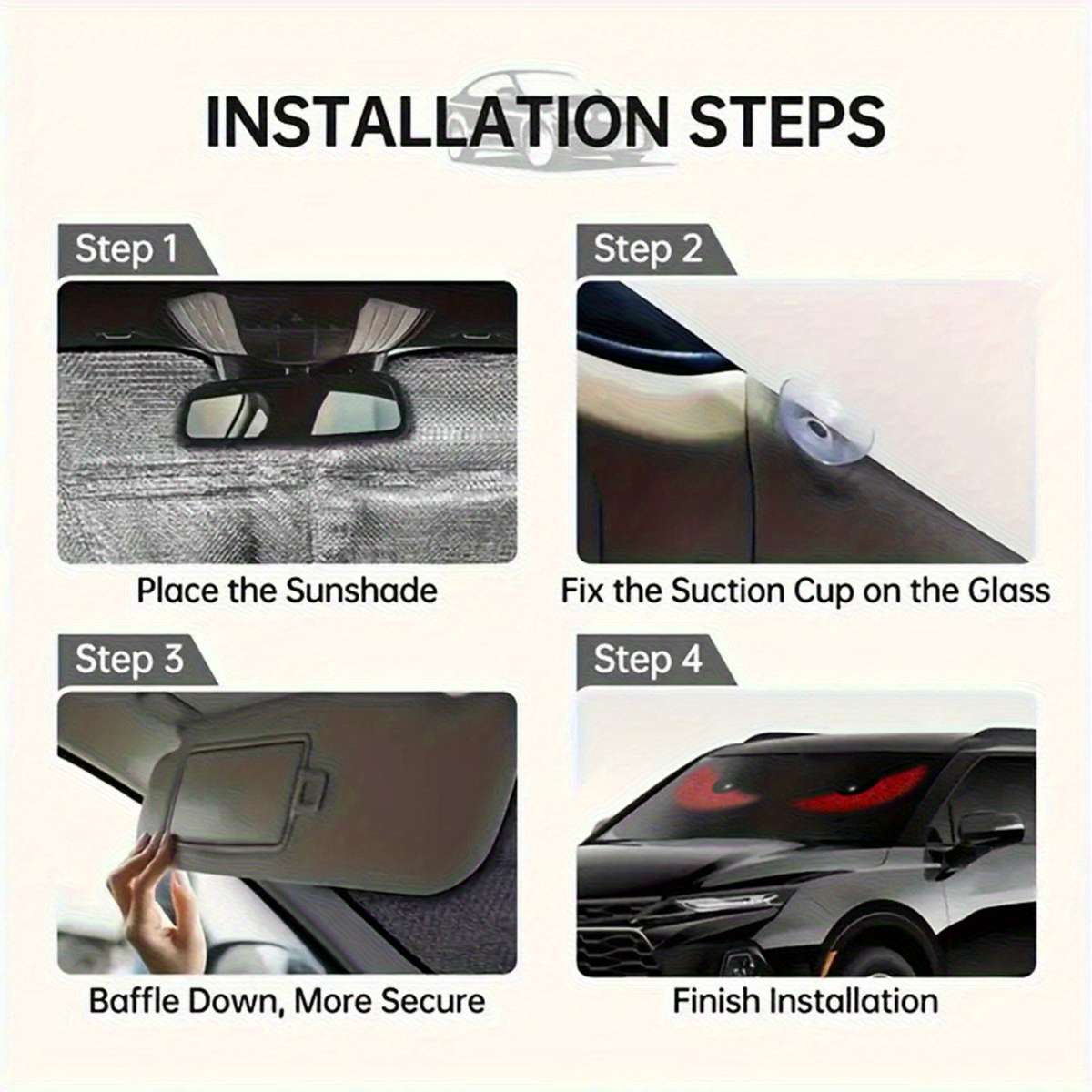 Car Sun Shades Quantity 1 Pc White Red Eye