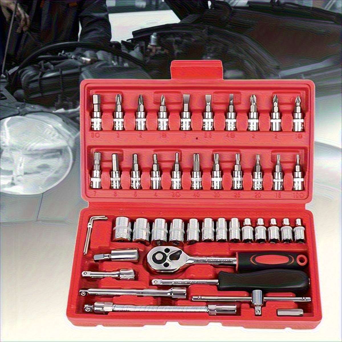 Screwdriver Bit Tool Set Color Red 46 Piece Set