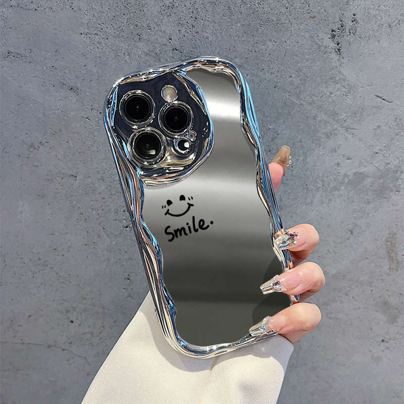 1Pc Silvery For iPhone X Cute Joyful Face Design Phone Case