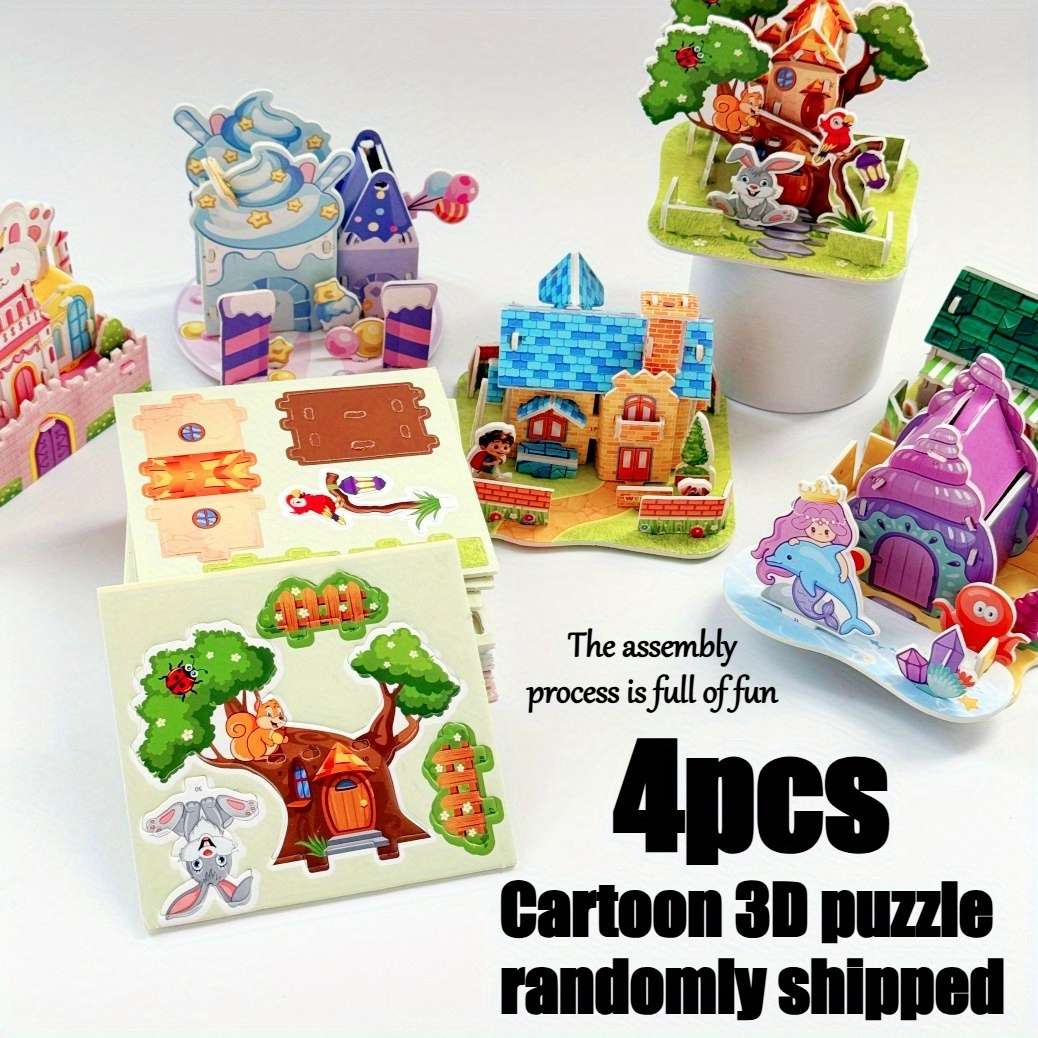 3D Building Model Puzzle Set Model Random Style Quantity 4 Pcs