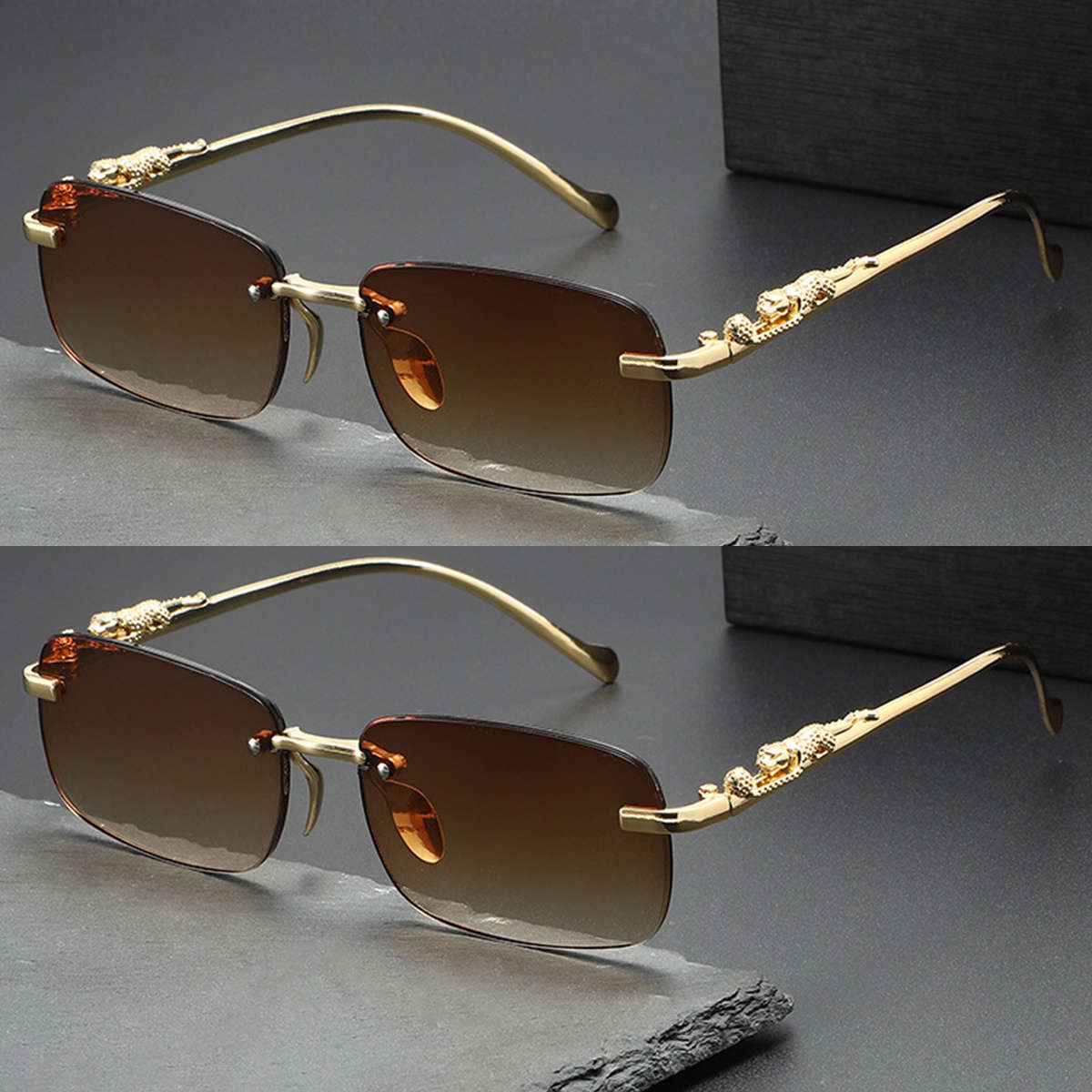 Mens Glasses Color 2Pc Brown