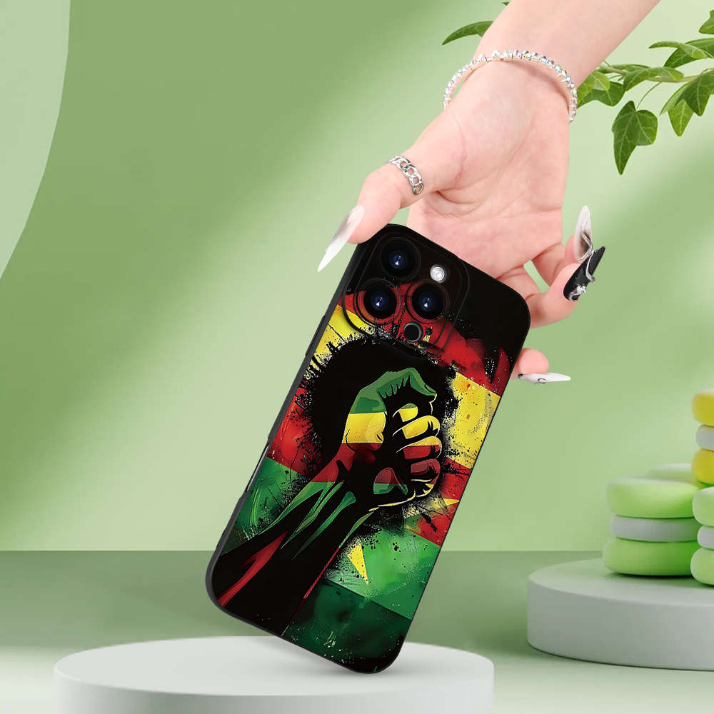 1Pc Black For iPhone 7 Plus 8 Plus Power Fist Flag Pattern Phone Case