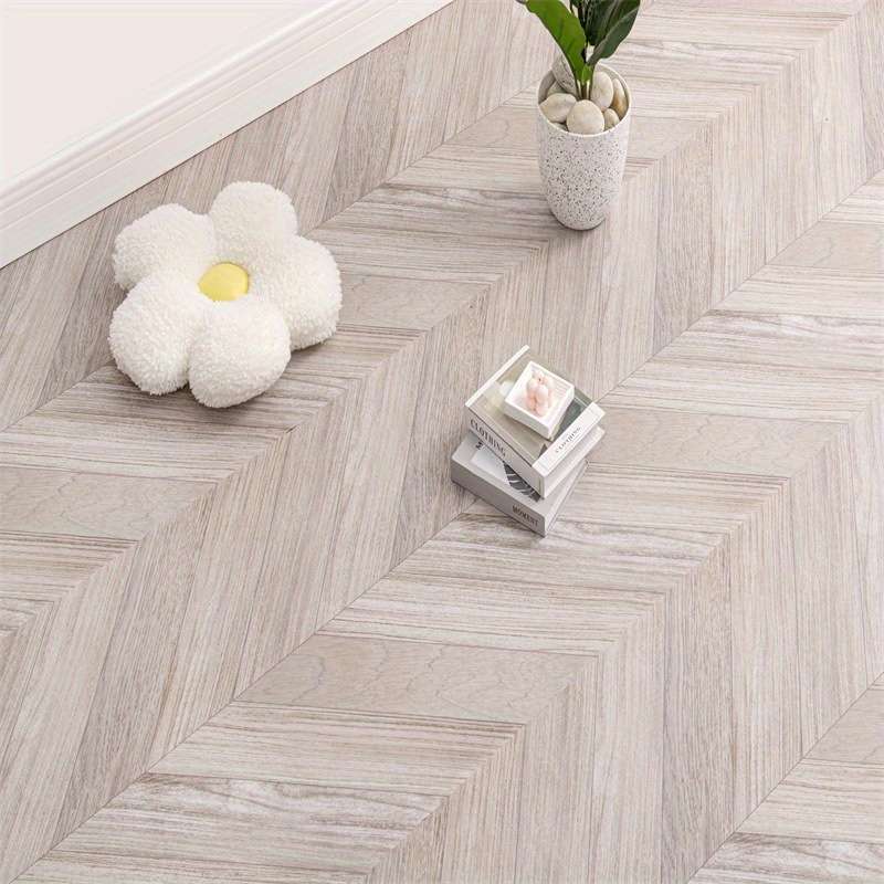 Self Adhesive Floor Stickers Elegant Gray Fishbone 2 Rolls