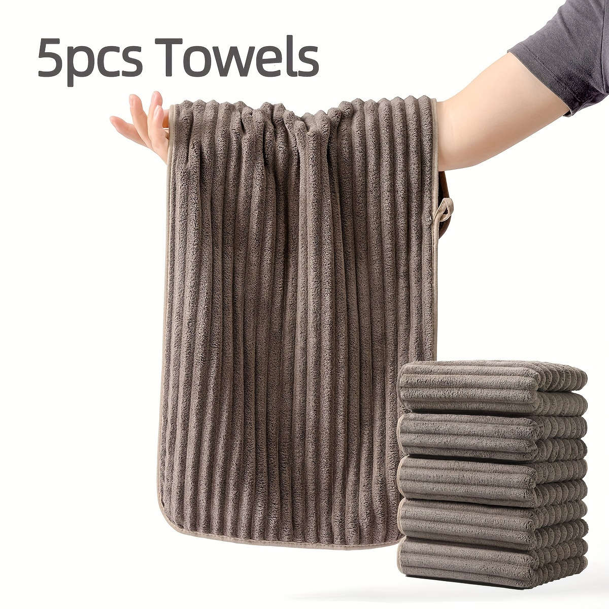 5Pcs Dark Microfiber High Hand Towels Stripe Comfortable Quality Soft Candy