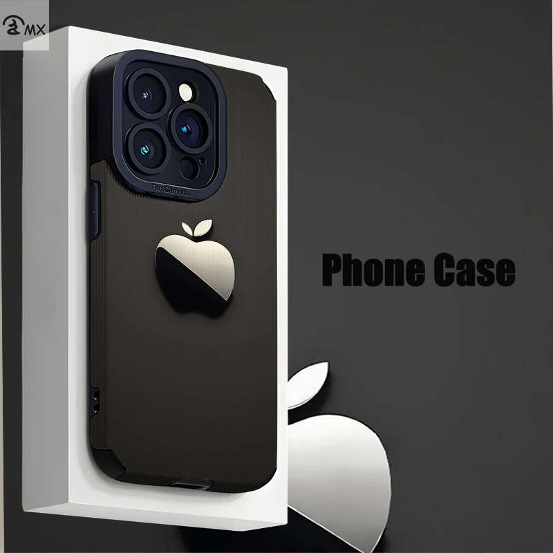 1Pc Mixed Color  For iPhone 14 Plus Black Apple Logo Phone Case