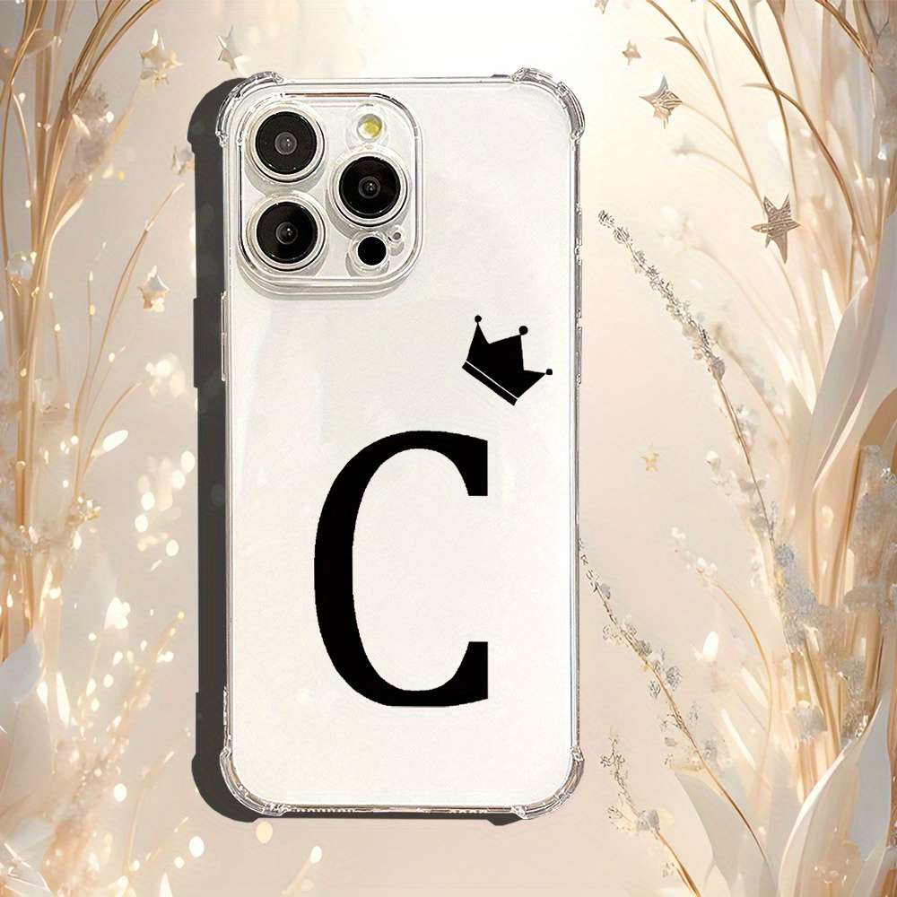 1Pc Transparent For iPhone 14 Plus Letter C Crown Phone Case