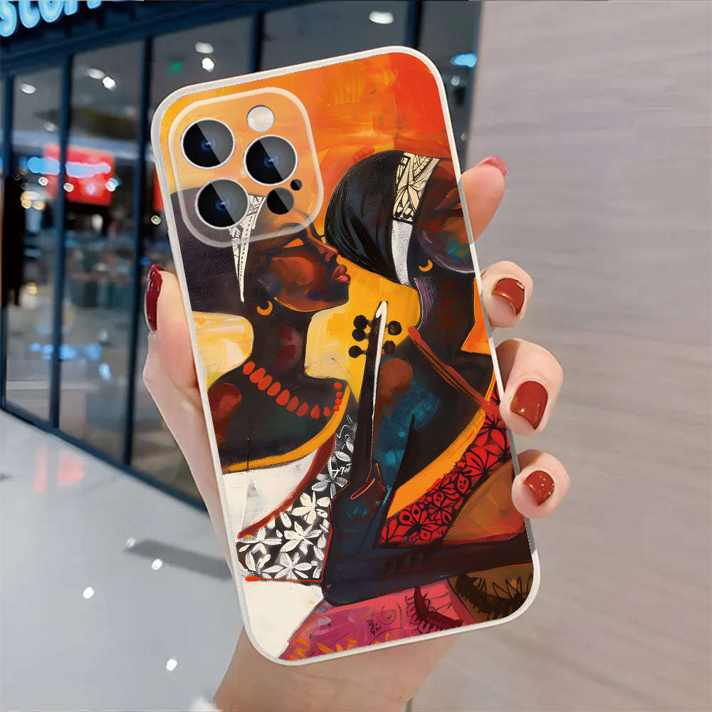 1Pc Black For iPhone 11 Pro Max African Women Instruments Phone Case