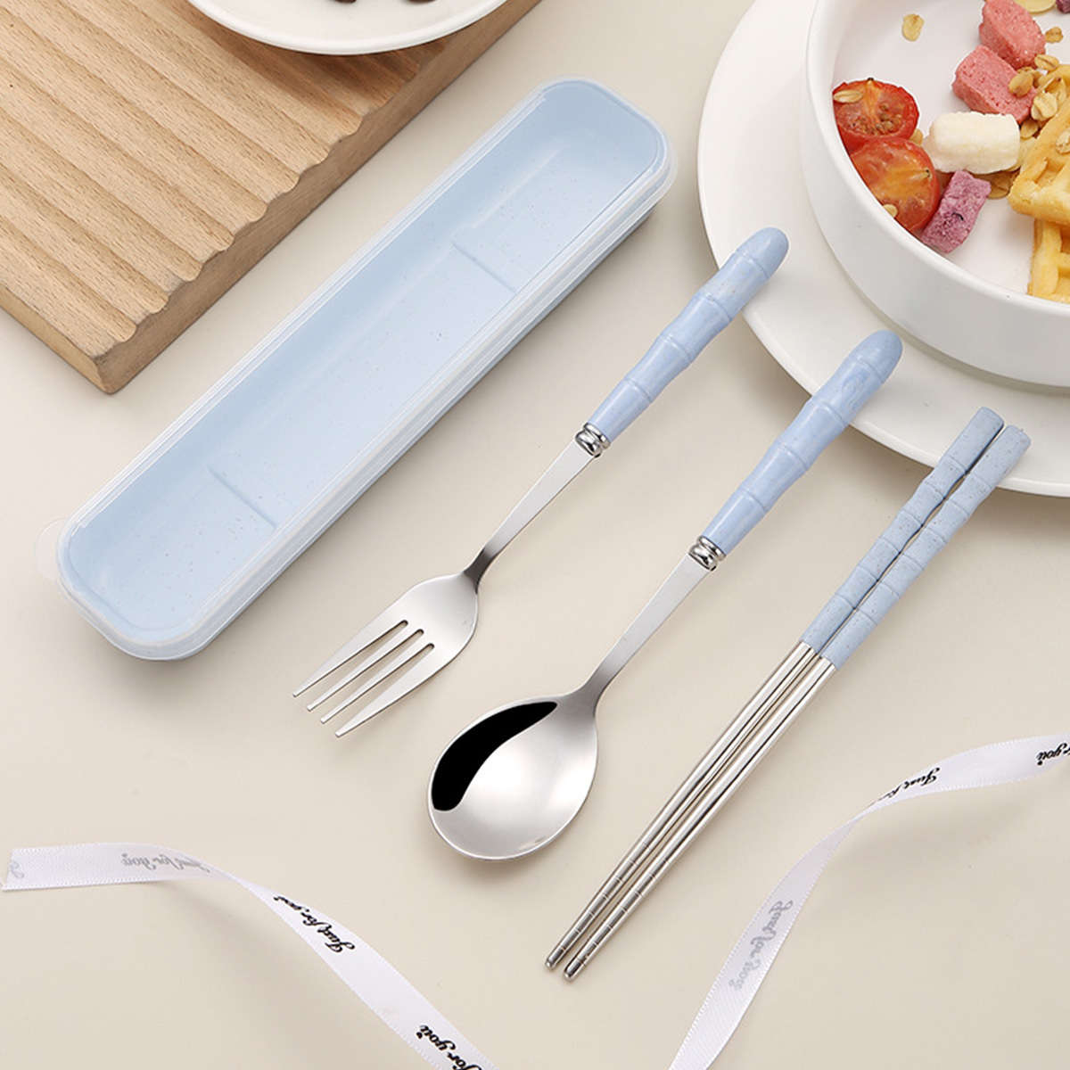 3pcs Stainless Steel Cutlery Set 3pcs Stainless Steel Flatware Set Portable Cutlery Set with