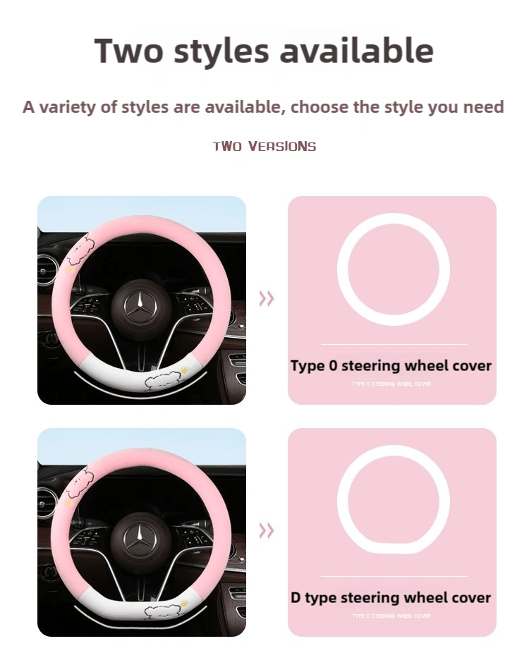 Car Steering Wheel Cover Black+Light White