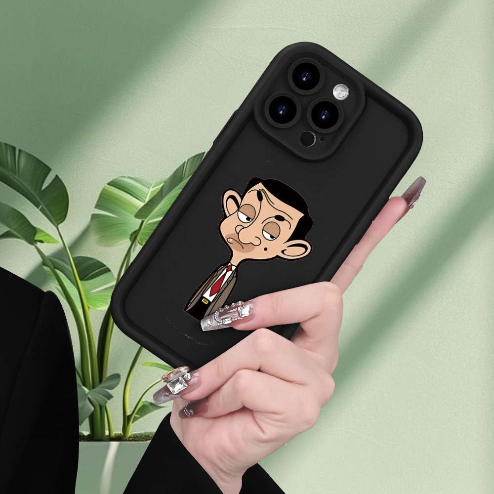 1Pc Black For iPhone XR Mr Bean Pattern Phone Case