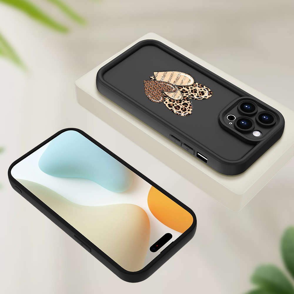 1Pc Black For iPhone 12 Leopard Phone Case