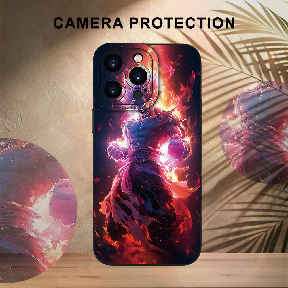 1Pc Black For iPhone 13 Mini Super Saiyan Pattern Phone Case