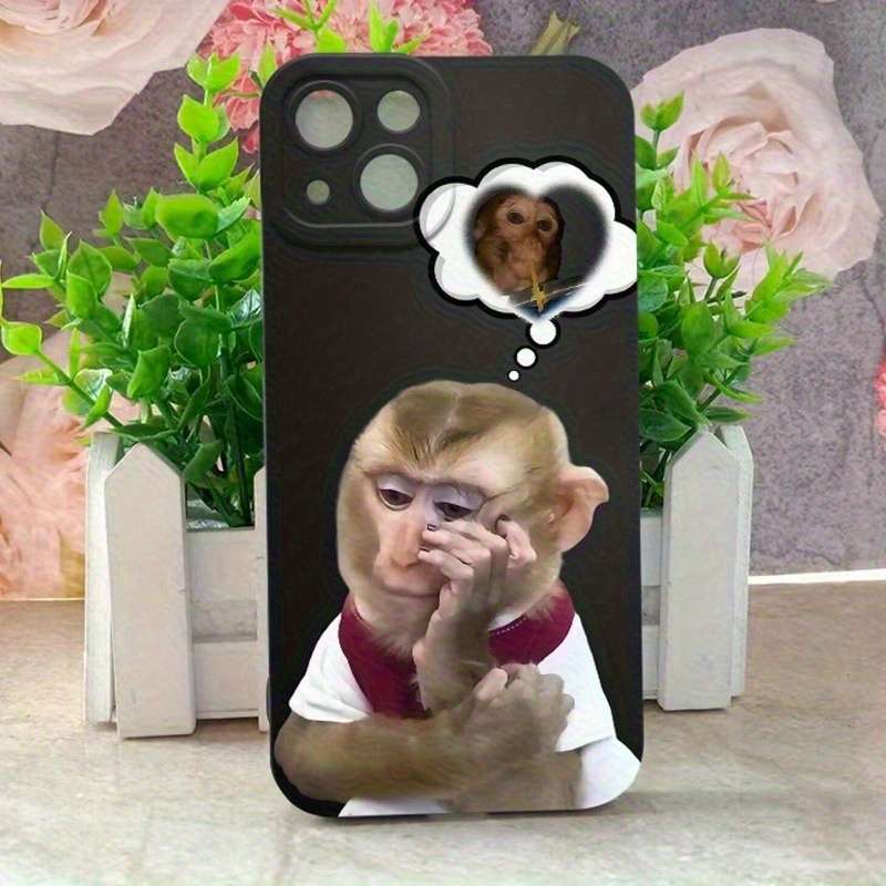 1Pc Black For iPhone 14 Funny Monkey Phone Case