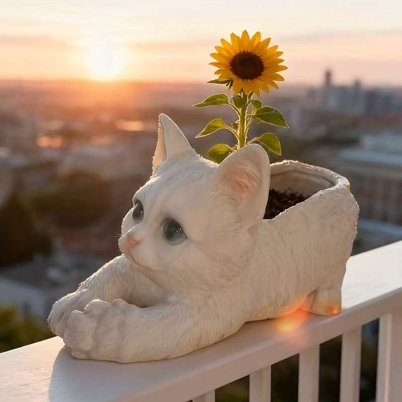 Flowerpot  1Pccolor Gray Cat Planter