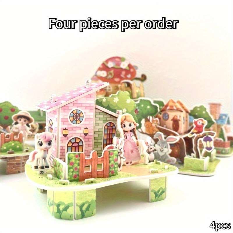 3D Building Model Puzzle Set Model Random Quantity 4 Pcs