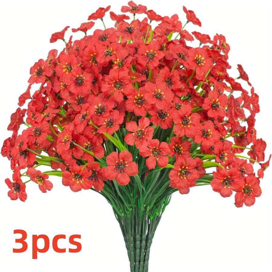 Simulated Flower Color Red Quantity3Pcs
