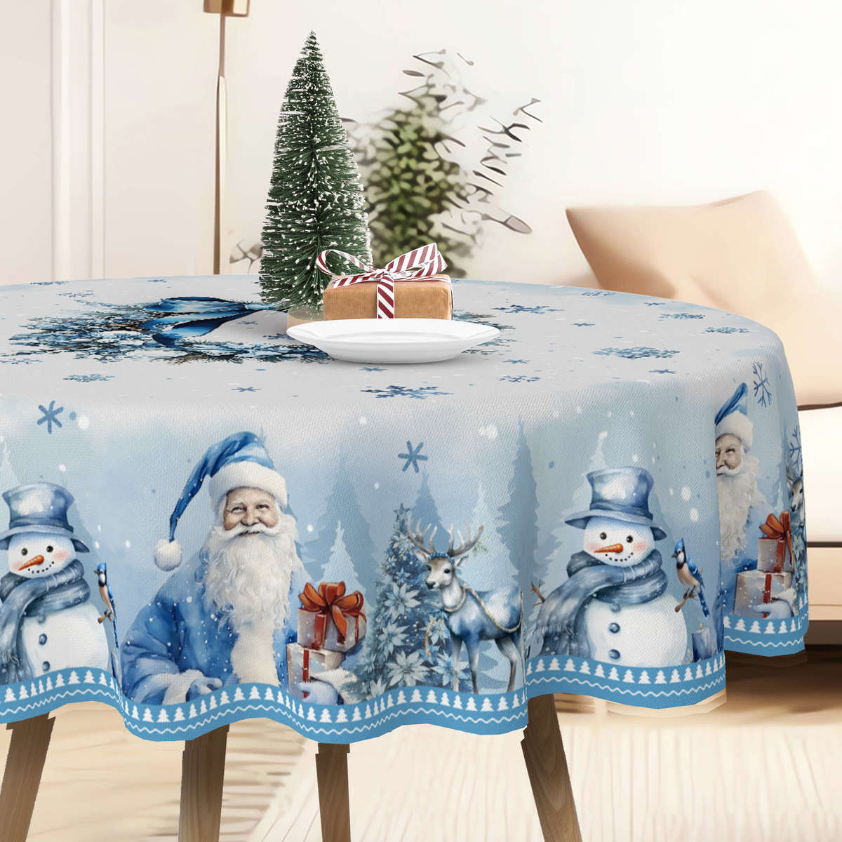 Christmas Tablecloth Size 150X150Cm  Round