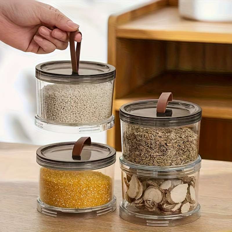 Sealed Jar Quantity 3Piece Set Round Handheld Spice Storage Box