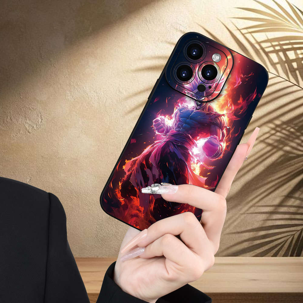 1Pc Black For iPhone 13 Mini Super Saiyan Pattern Phone Case