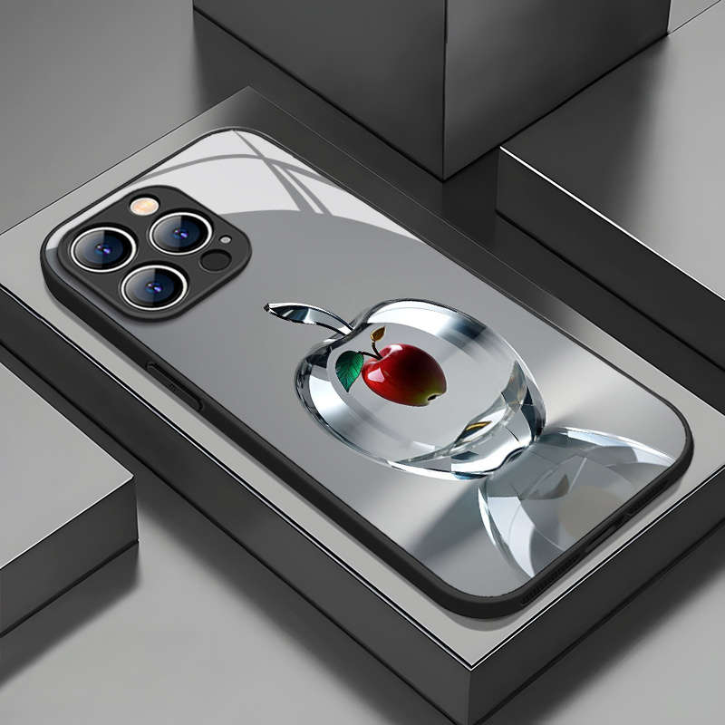 1Pc Mixed Color  For iPhone 15 Crystal Apple Pattern Phone Case