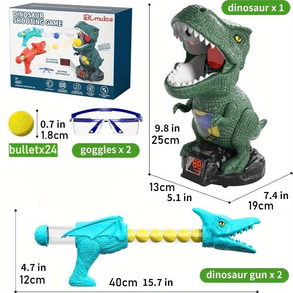Dinosaur Shooting Toy Goggles Dinosaur Shape Air Pump Launcher Movable Dinosaur