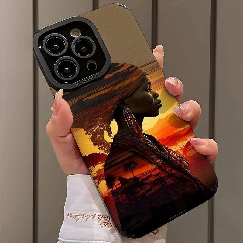1Pc Mixed Color For iPhone 14 Plus African Women Phone Casee
