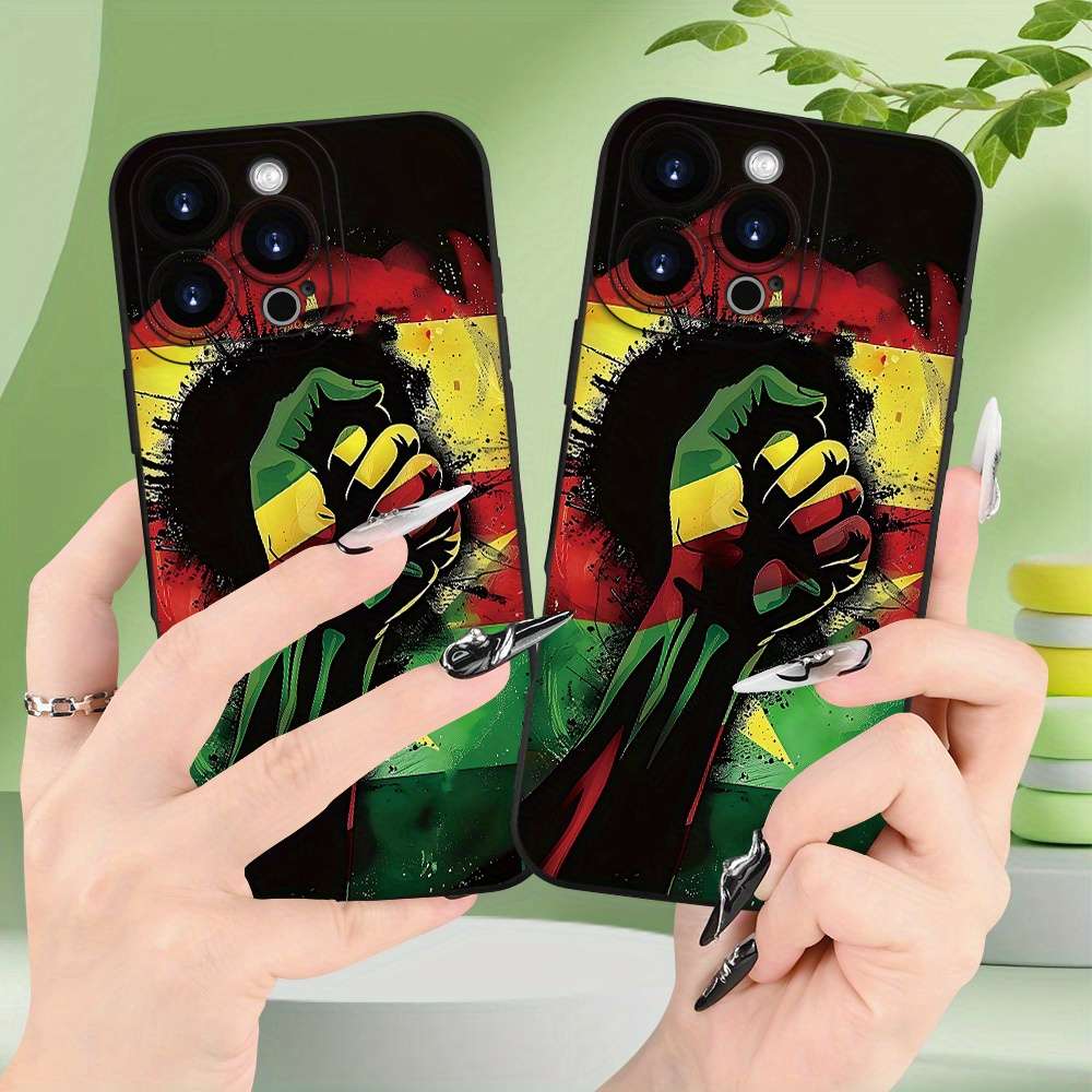 1Pc Black For iPhone 7 Plus 8 Plus Power Fist Flag Pattern Phone Case