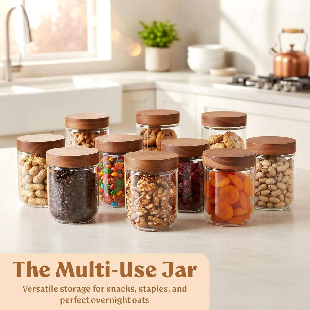 Sealed Jar Color Acacia Lid2Pcs