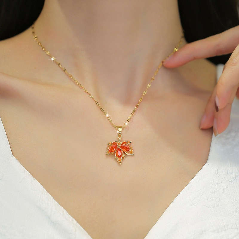 Womens Necklace Color Red