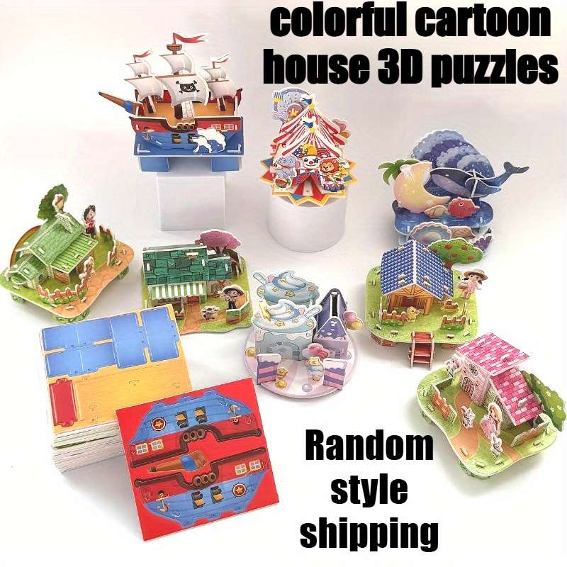 3D Building Model Puzzle Set Model Random Style Quantity 4 Pcs