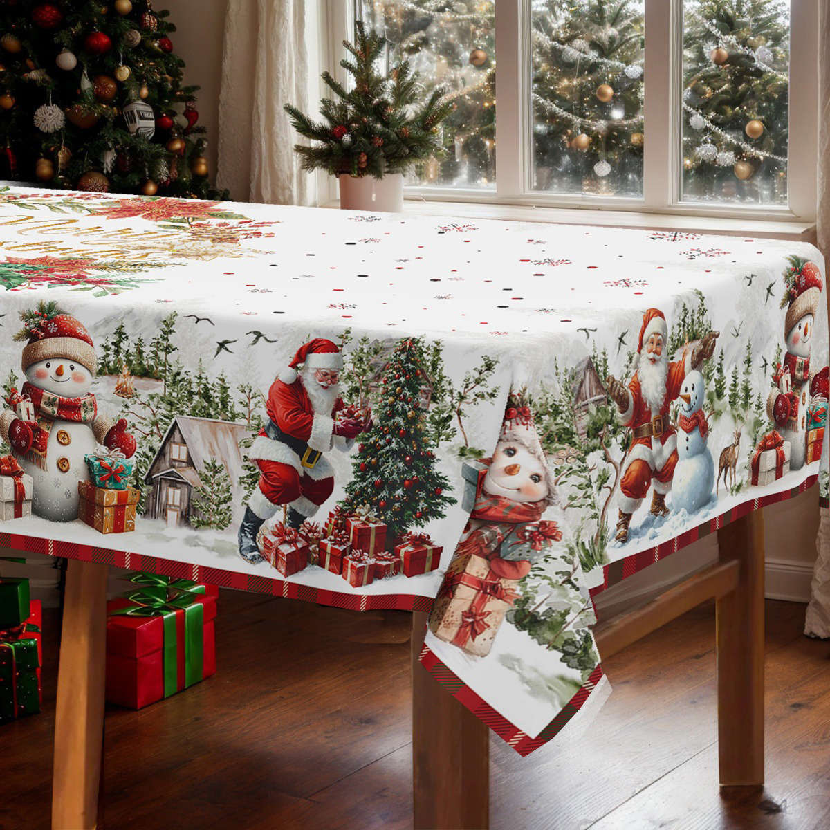 Christmas Tablecloth Size 150X150Cm  Round