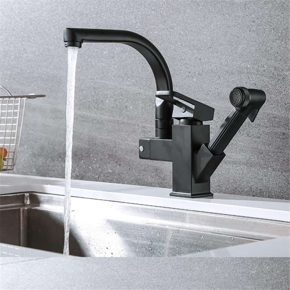 Contemporary Copper Alloy Kitchen Sink Faucet Flexible Pull Out Mixer Tap With