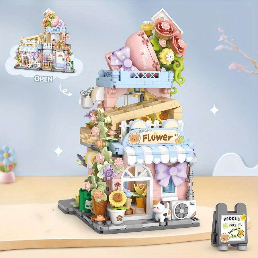 Building Toy Architectural Model Toy Set Style Flowers