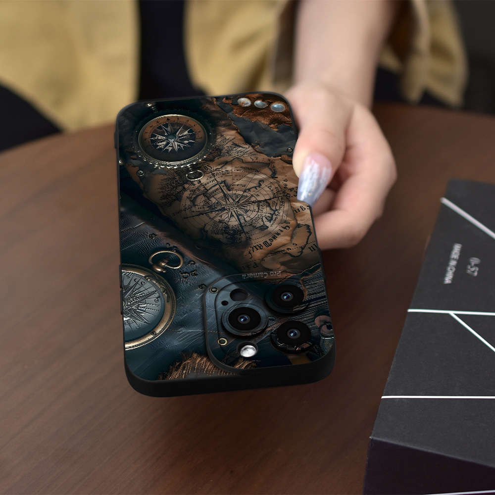 1Pc Black For iPhone 7 8 Vintage Nautical Pattern Phone Case