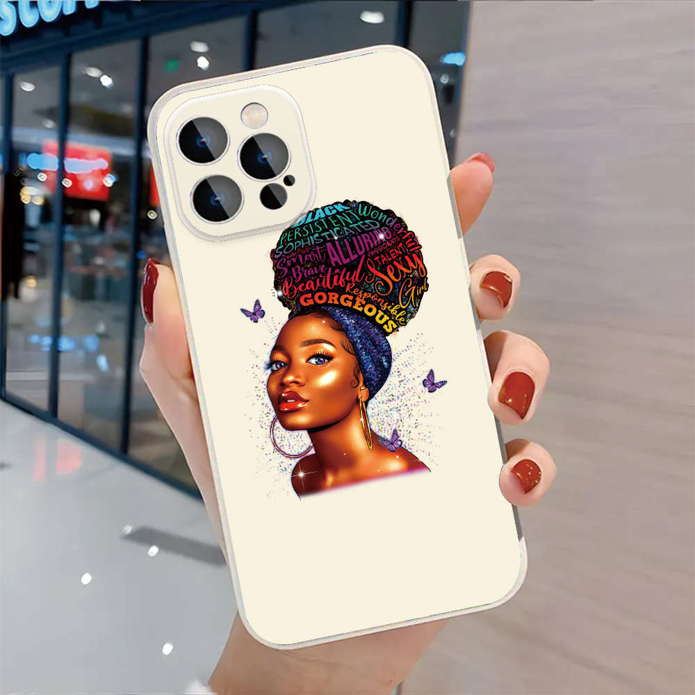 1Pc Black For iPhone 13 Pro Empowered Woman Phone Case