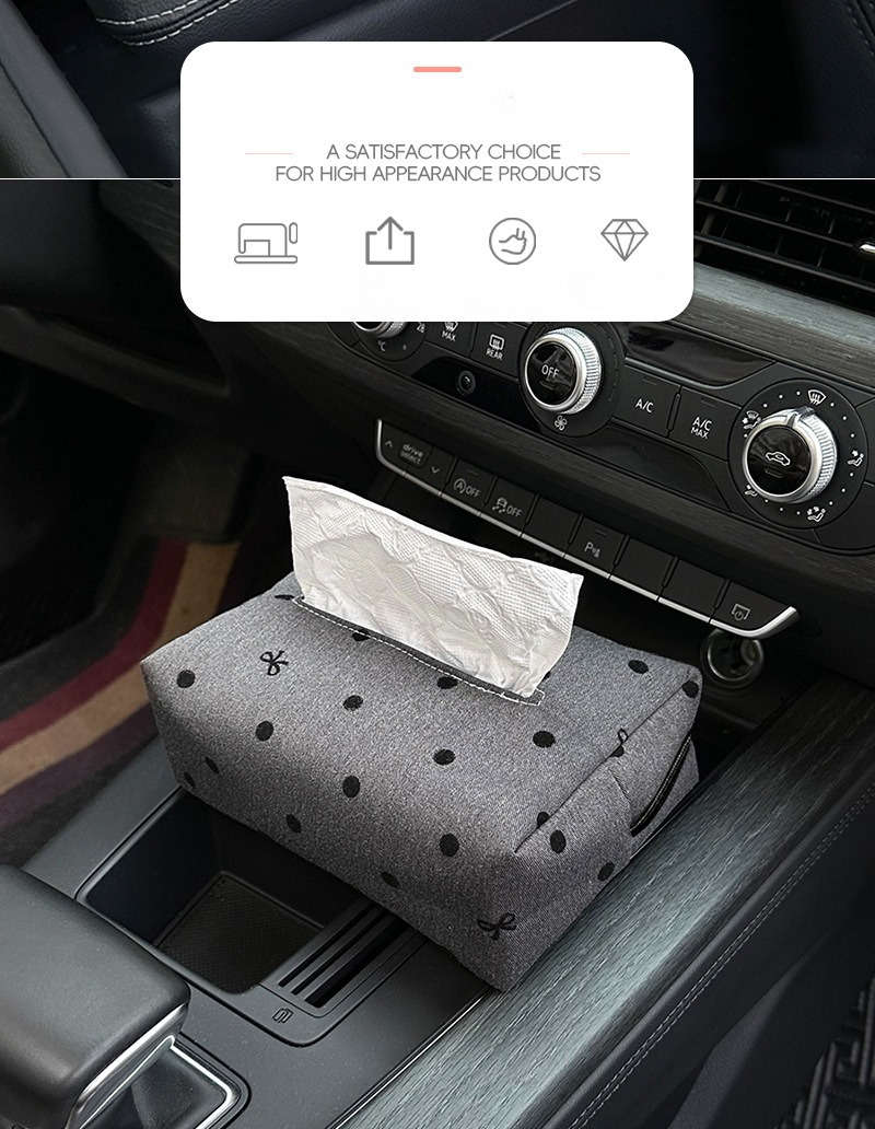 Car Tissue Box Style Polka Dot Bow Tissue Box Pink