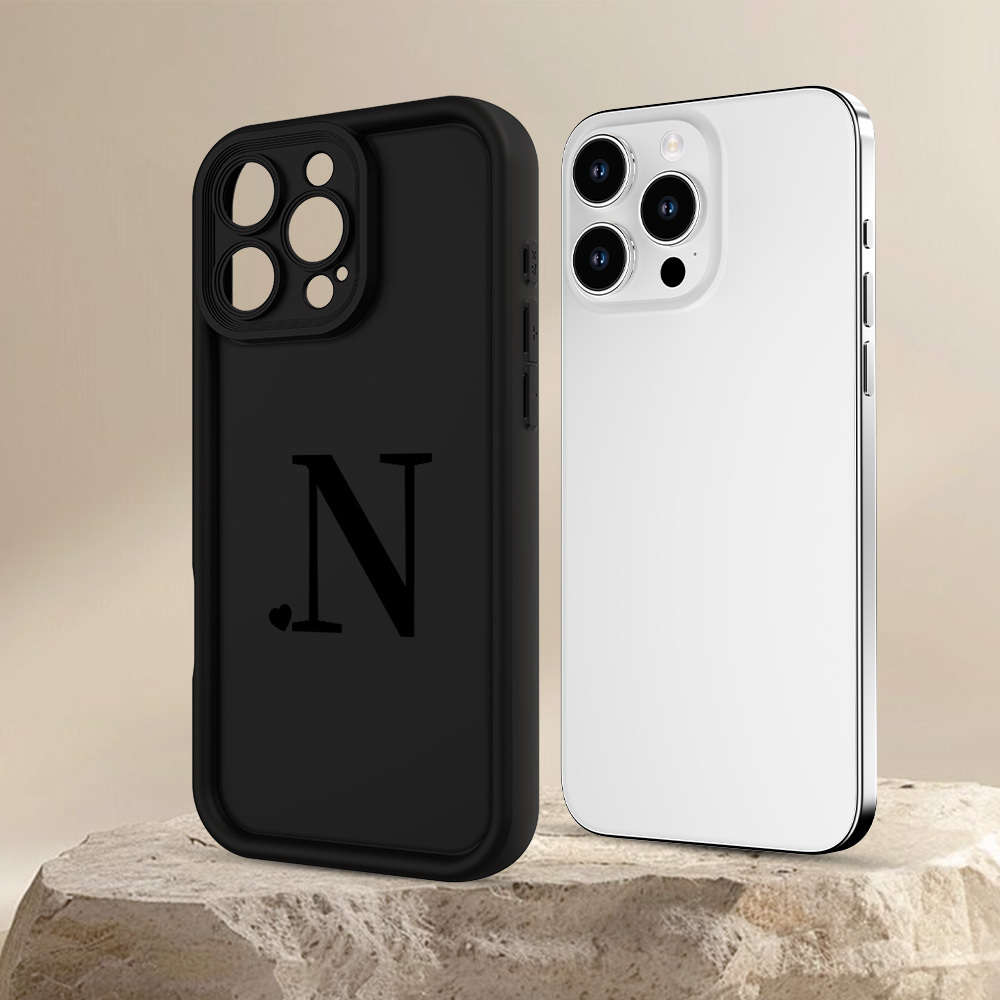 1Pc Black For iPhone 15 Plus Letter N Phone Case