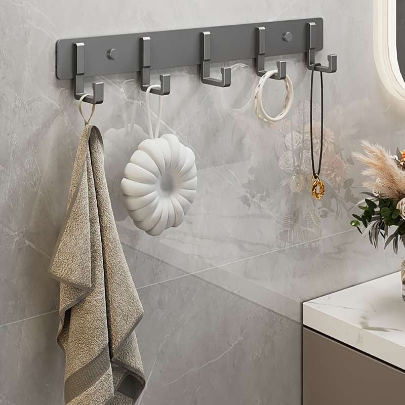 Bathroom Storage Rack Color Silvery Style3 Hooks18Cm7.09In